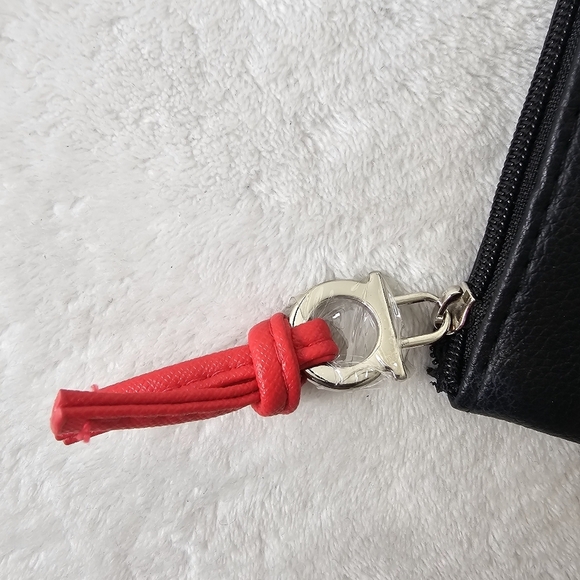 Salvatore Ferragamo Vegan Leather Toiletry Folio Pouch Red Trim Travel Case - Picture 3 of 9